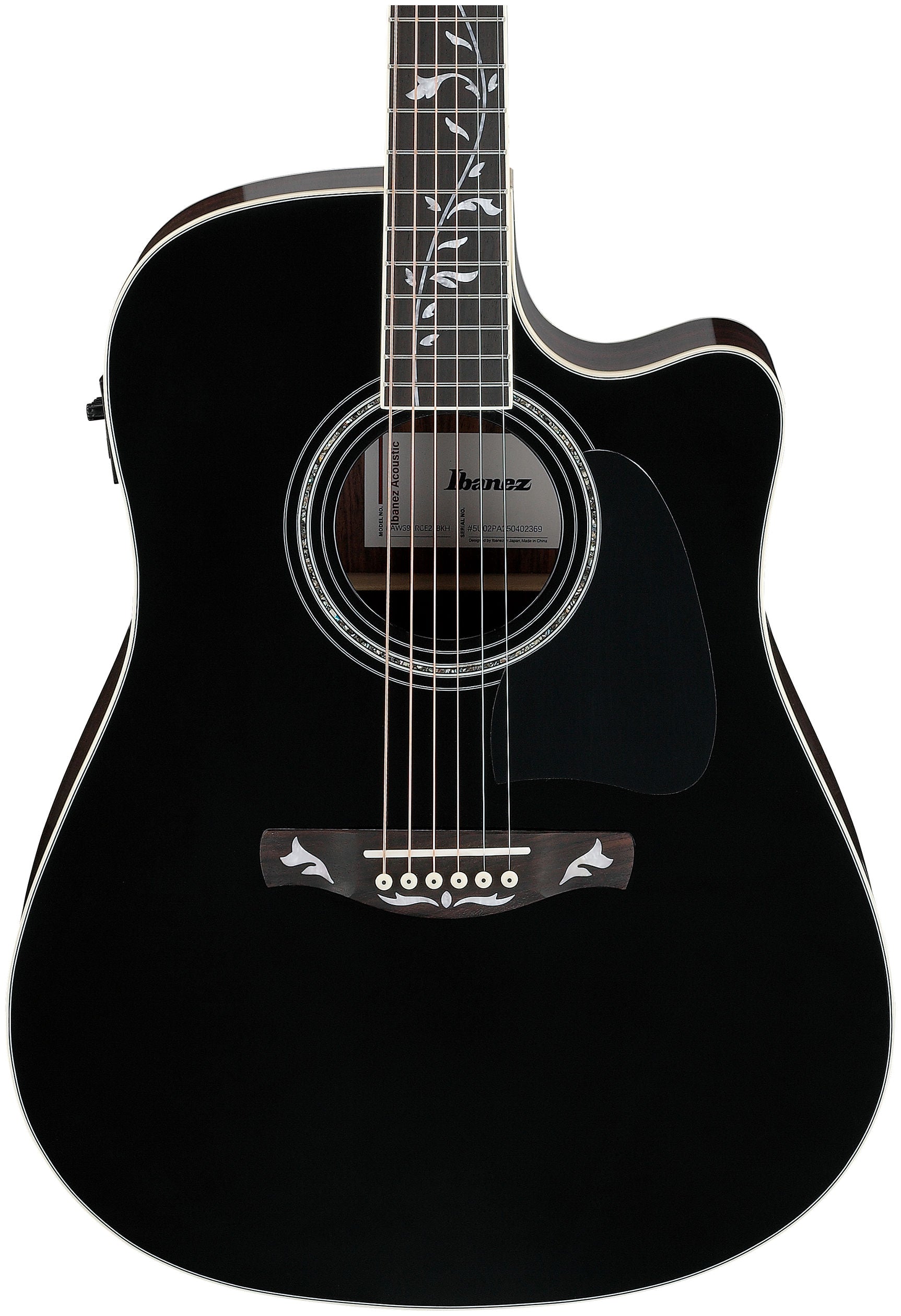 Ibanez AW391RCE - Black Top, Natural High Gloss
