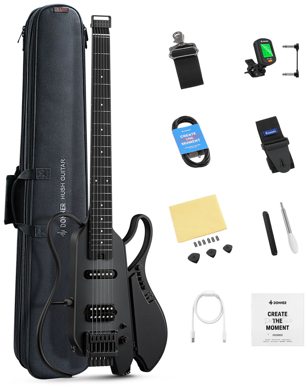 DONNER HUSH-X LIVE GUITAR - Black_1