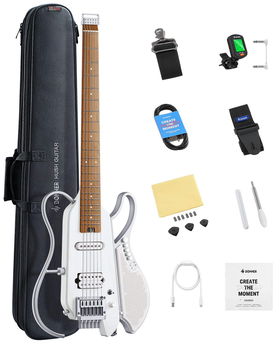 DONNER HUSH-X LIVE GUITAR - White_1