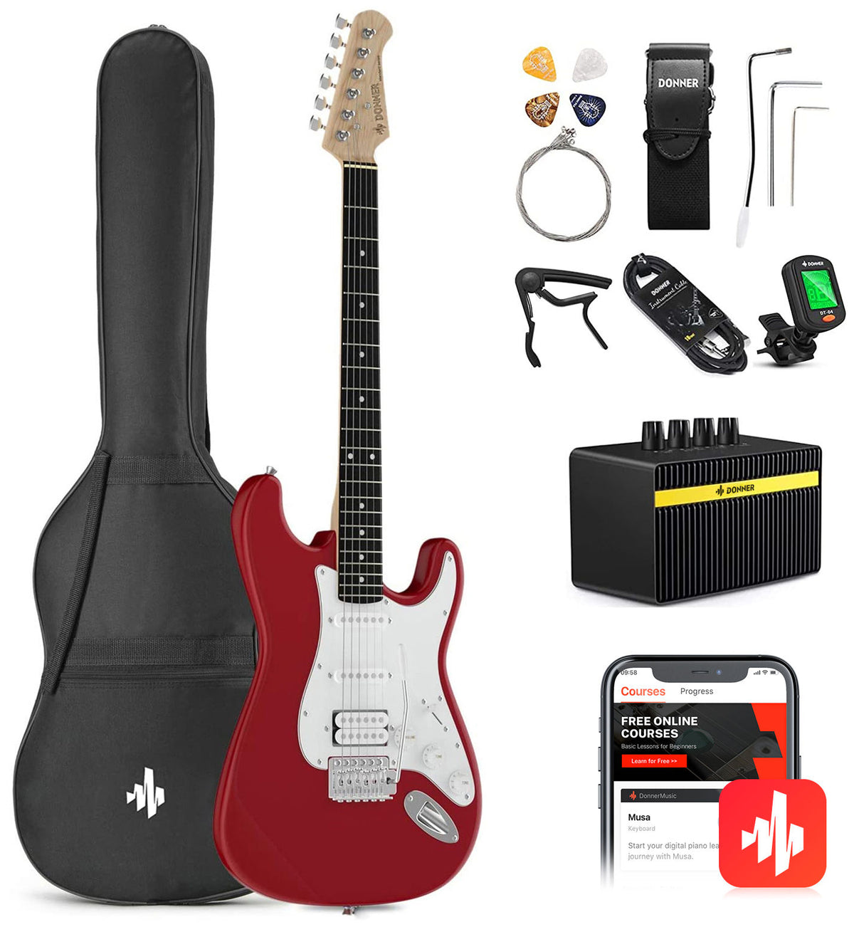 Donner DST-100R SET - Sonic Red_1