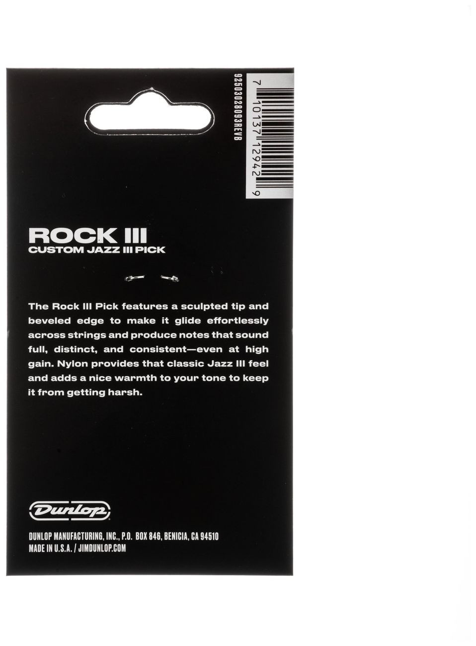 Galerijní obrázek č.4 Tvrdost do 2.0 DUNLOP Rock III Nylon Custom Jazz III Pick 1.38 mm 24 ks