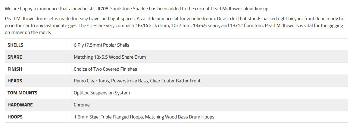 Galerijní obrázek č.8 Jiné konfigurace PEARL MDT764P/C708 Midtown - Grindstone Sparkle