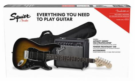 Hlavní obrázek Elektrické sety FENDER SQUIER Affinity Strat HSS + Frontman 15G PACK Brown Sunburst