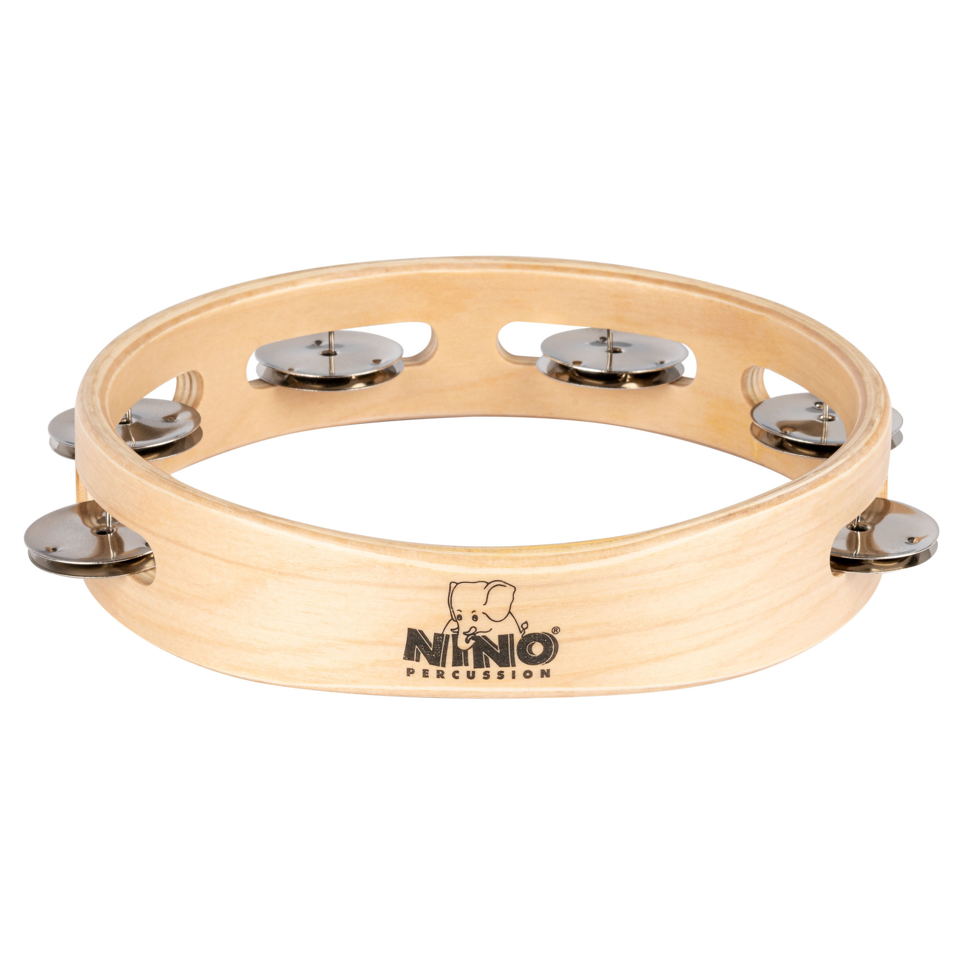 Galerijní obrázek č.1 Perkuse pro děti NINO PERCUSSION NINO943 Single Row Wood Tambourine 8” - Natural