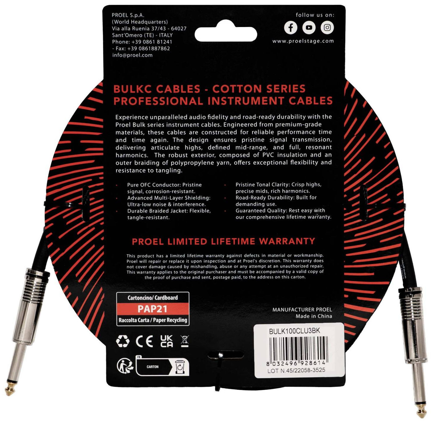 Galerijní obrázek č.1 1-4m PROEL BULK100CLU3BK