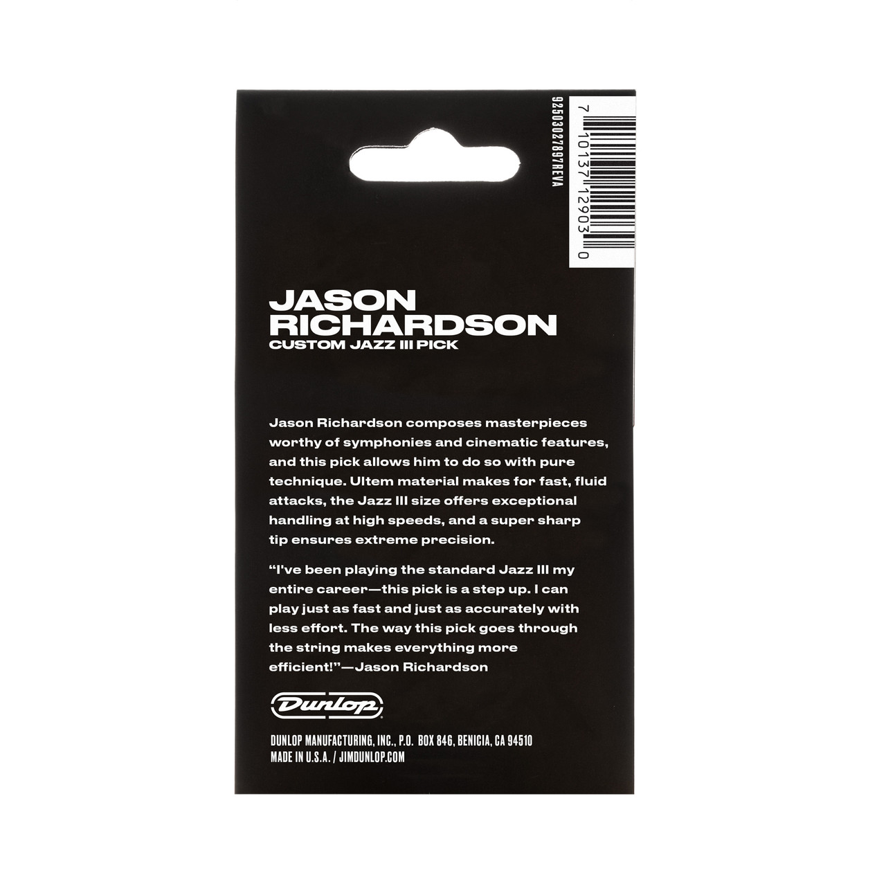 Galerijní obrázek č.4 Tvrdost do 2.0 DUNLOP 561PJR Jason Richardson Custom JAZZ III Pick