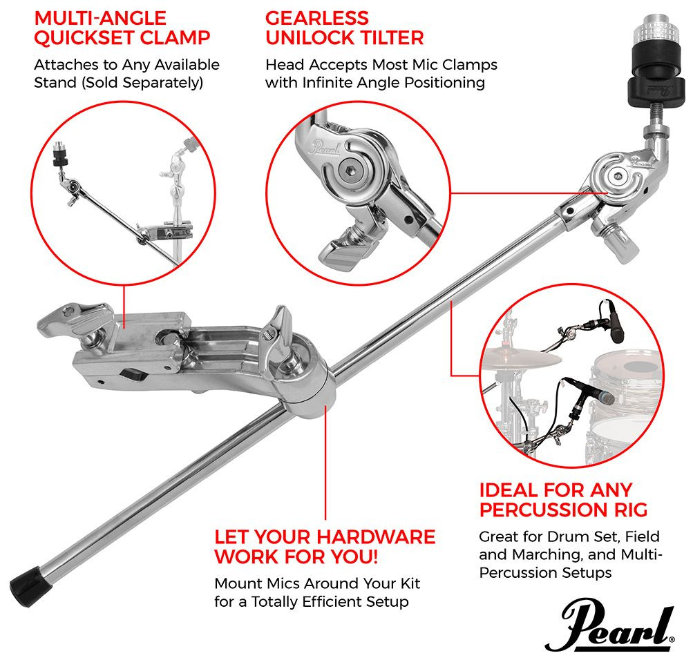 Galerijní obrázek č.3 Mikrofonní držáky na bicí PEARL MH-70A Uni-Lock Boom Microphone Holder w/Mount
