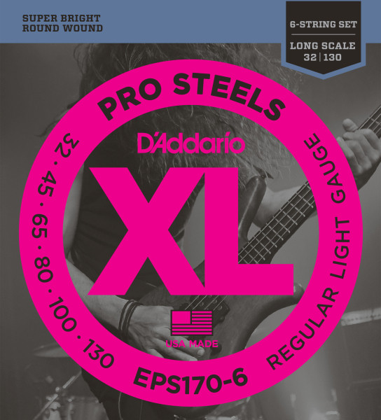 Hlavní obrázek Vícestrunné a ostatní sady pro baskytaru D'ADDARIO EPS170-6 Pro Steels Regular Light - .030 - .130