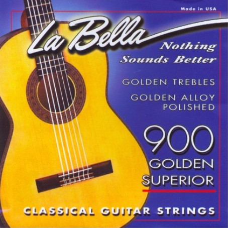 Hlavní obrázek Normal tension LA BELLA 900 Golden Superior, zlaté opředení basových strun, melodické struny zlatý nylon