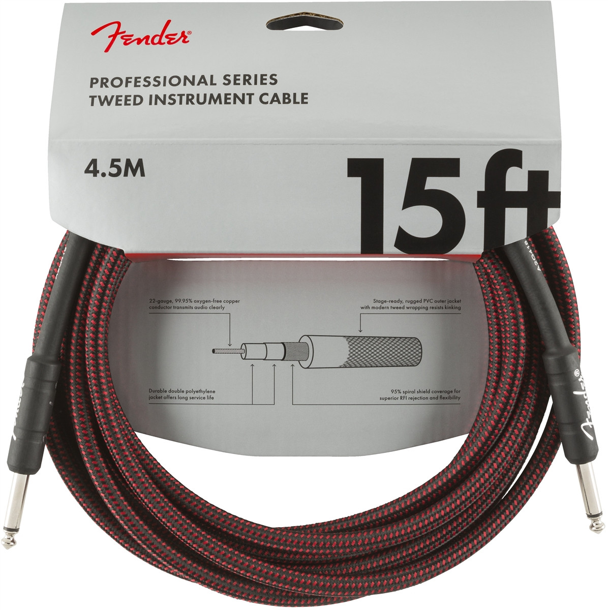 Hlavní obrázek 1-4m FENDER Professional Series 15 Instrument Cable Red Tweed