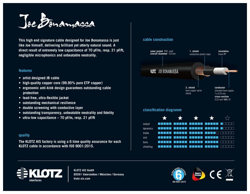 Galerijní obrázek č.1 1-4m KLOTZ JBNPR045 Joe Bonamassa