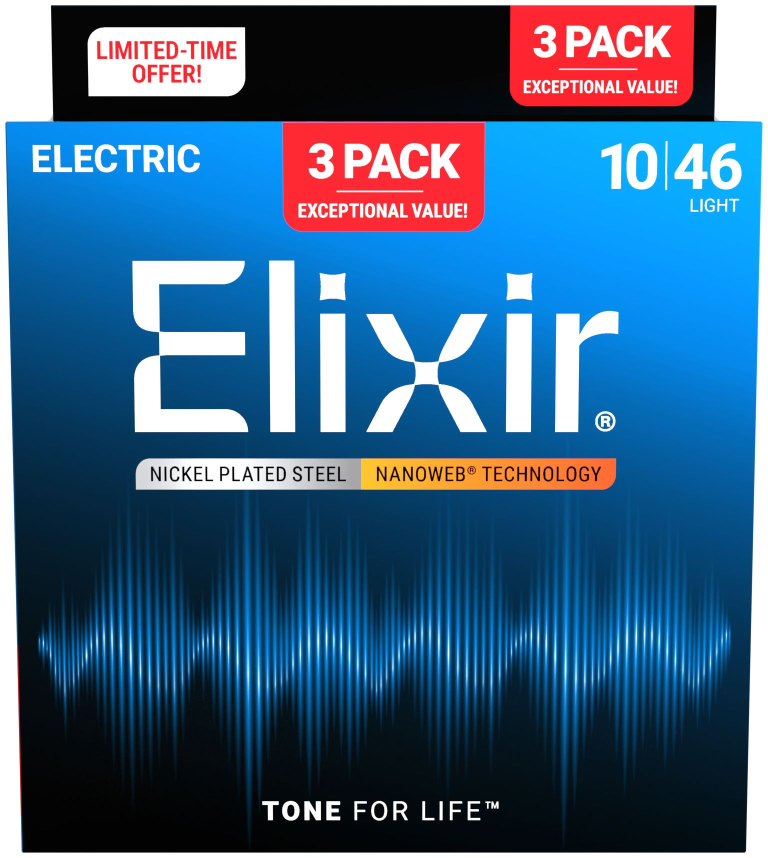Hlavní obrázek Tvrdost .010 ELIXIR 16567 Nanoweb Light (10-46 ) 3-pack