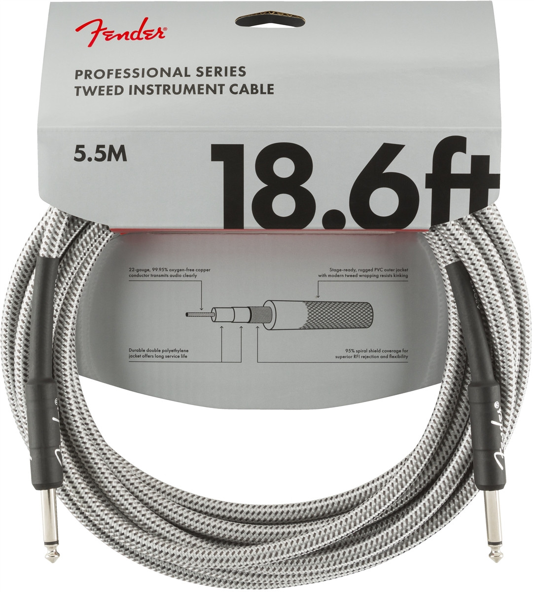 Hlavní obrázek 5-8m FENDER Professional Series 18,6 Instrument Cable White Tweed