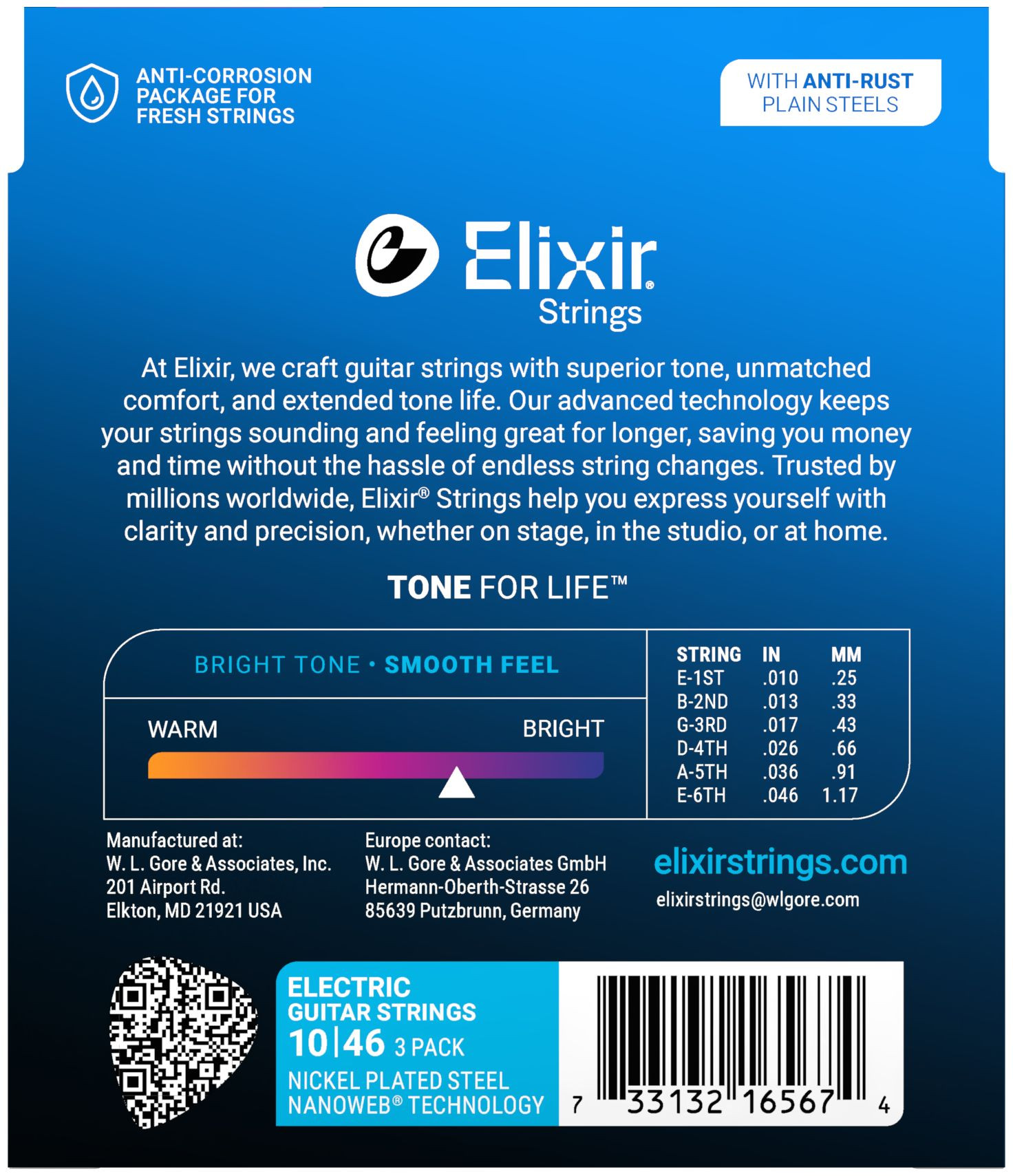 Galerijní obrázek č.1 Tvrdost .010 ELIXIR 16567 Nanoweb Light (10-46 ) 3-pack