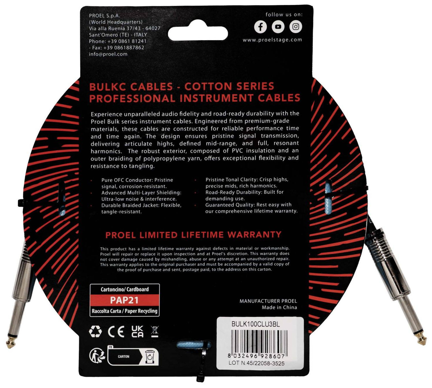 Galerijní obrázek č.1 1-4m PROEL BULK100CLU3BL