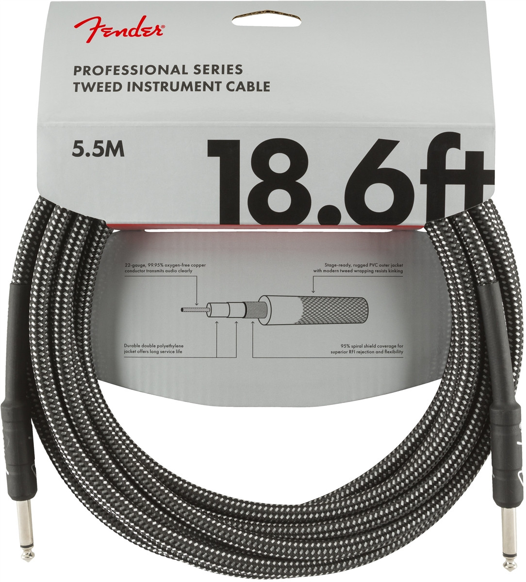 Hlavní obrázek 5-8m FENDER Professional Series 18,6 Instrument Cable Gray Tweed
