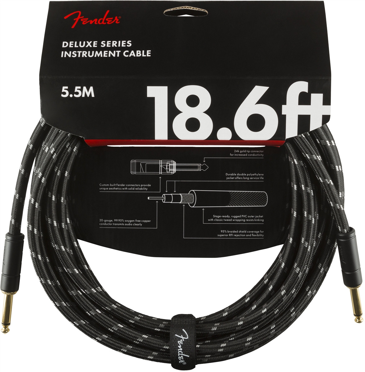 Hlavní obrázek 5-8m FENDER Deluxe Series 18,6 Instrument Cable Black Tweed