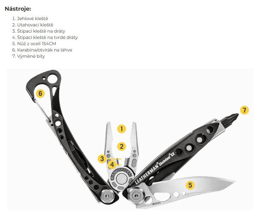 Galerijní obrázek č.4 Nářadí pro servis nástroje LEATHERMAN SKELETOOL CX Nocturnal