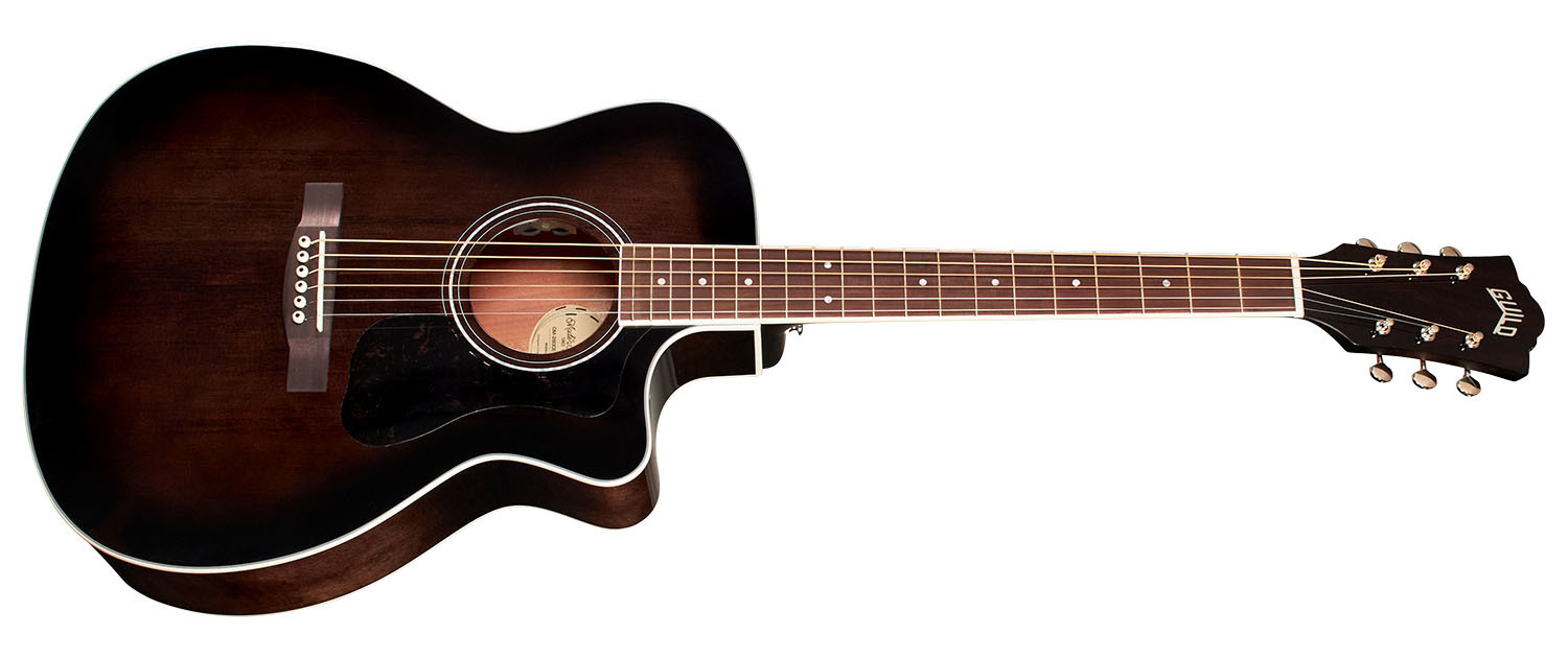 Galerijní obrázek č.1 Další tvary GUILD OM-260CE Deluxe Flamed Mahogany - Transparent Black Burst