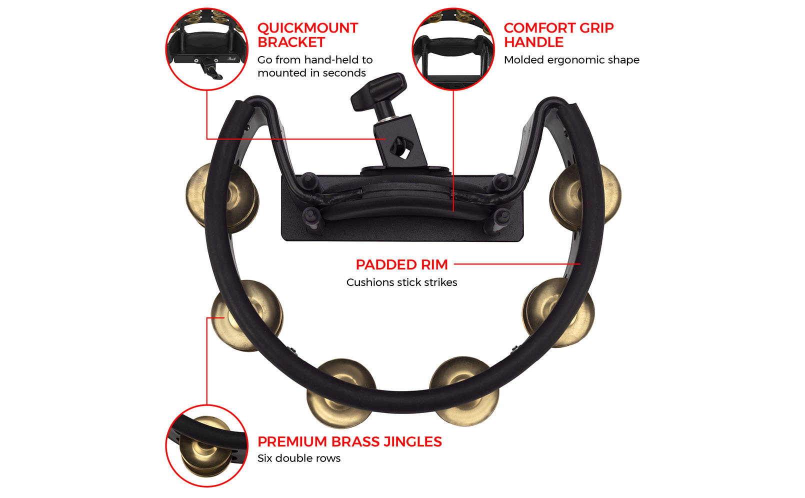 Galerijní obrázek č.5 Tamburíny PEARL PTM-10GHX Quickmount Tambourine