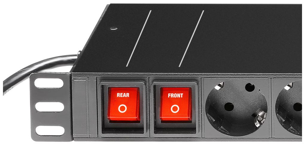 Galerijní obrázek č.2 Stabilizátory napětí, napájecí distributory a osvětlovací rackové moduly ADAM HALL RACK PDU 16SS