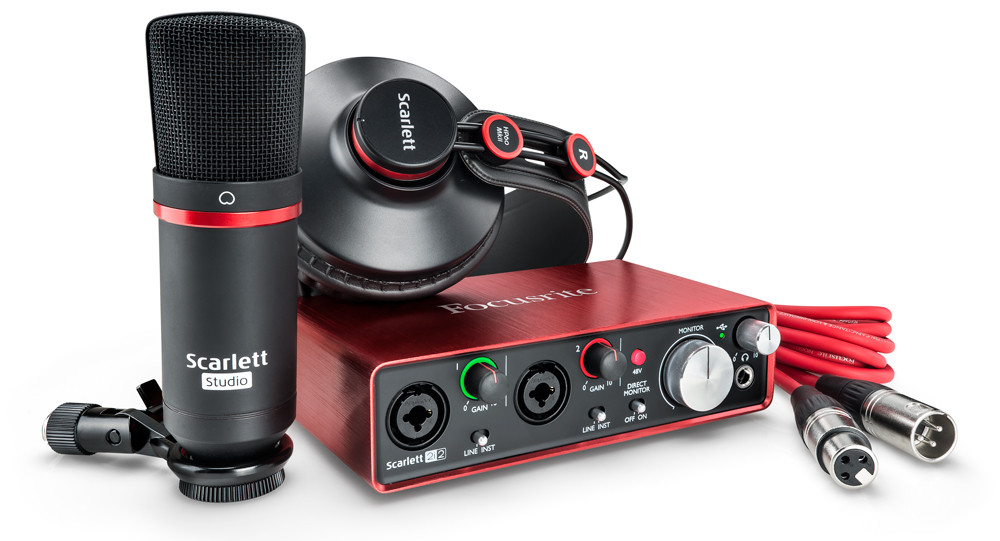 Hlavní obrázek Velkomembránové kondenzátorové mikrofony FOCUSRITE Scarlett 2i2 Studio 2nd Gen