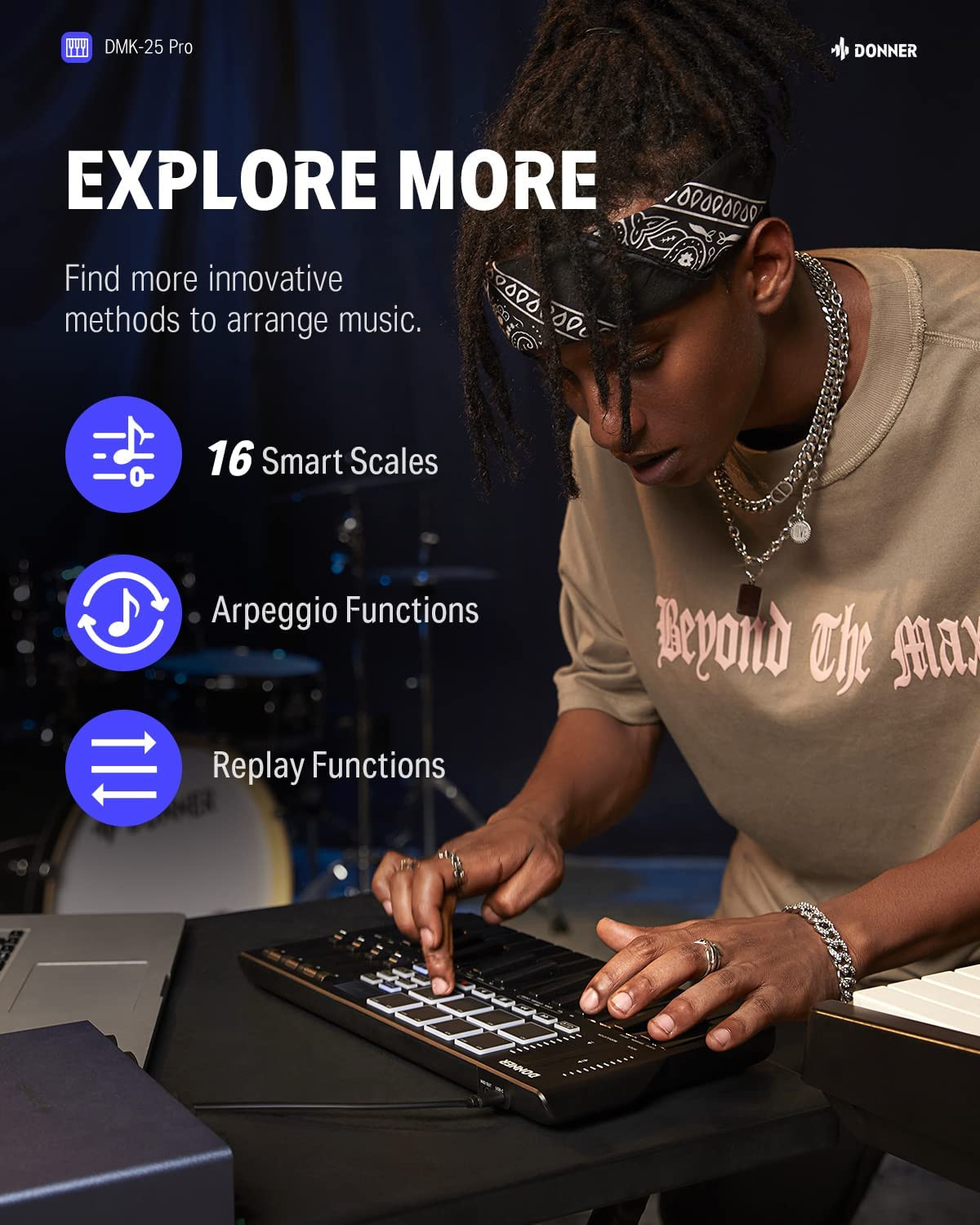 Galerijní obrázek č.2 MIDI keyboardy DONNER DMK-25 Pro