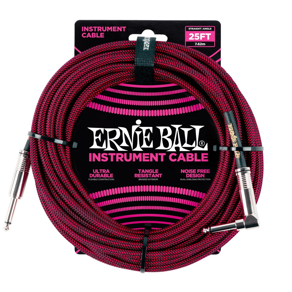 Hlavní obrázek 5-8m ERNIE BALL P06062 Braided Cable 25 SA Black Red