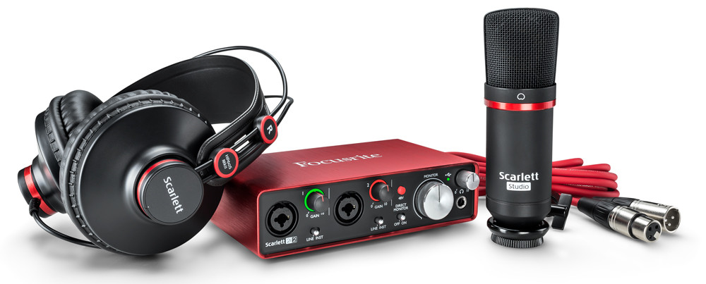 Galerijní obrázek č.1 Velkomembránové kondenzátorové mikrofony FOCUSRITE Scarlett 2i2 Studio 2nd Gen
