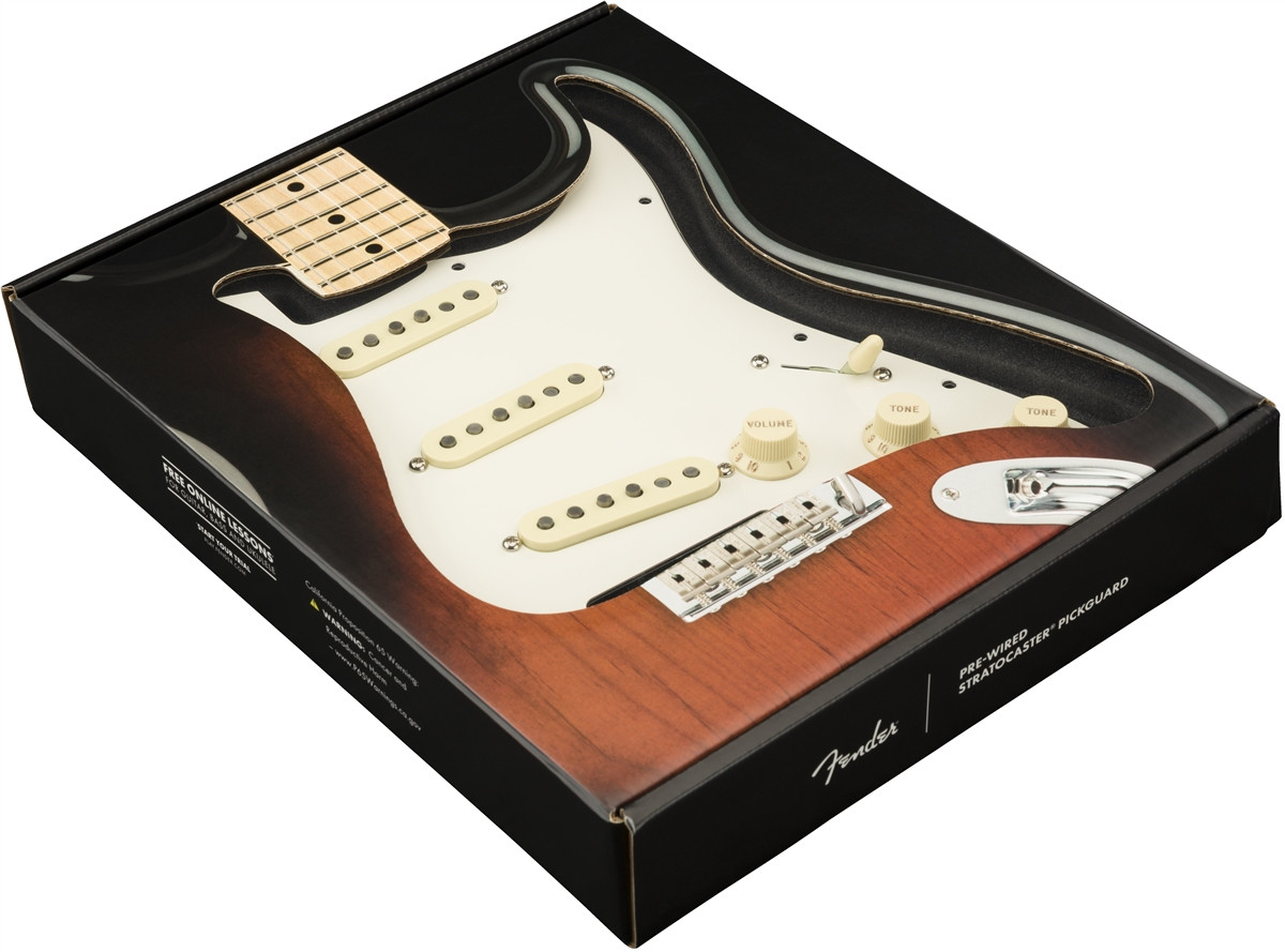 Galerijní obrázek č.2 Ostatní snímače, kytarová elektronika FENDER Pre-Wired Stratocaster Pickguard, Custom '69 SSS - White
