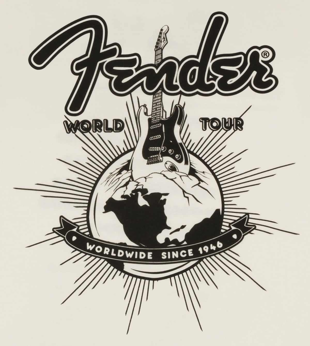 Galerijní obrázek č.3 Oblečení a dárkové předměty FENDER World Tour T-Shirt, Vintage White, M