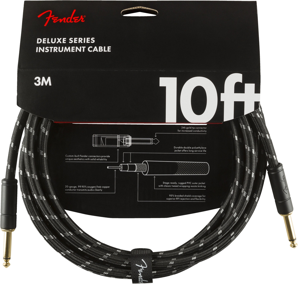 Hlavní obrázek 1-4m FENDER Deluxe Series 10 Instrument Cable Black Tweed