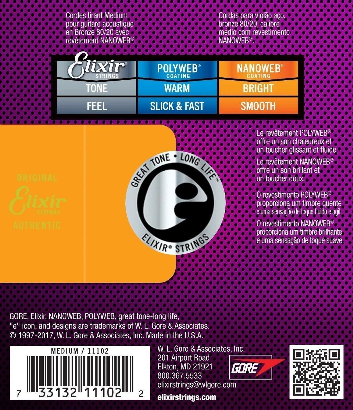 Galerijní obrázek č.1 Tvrdost .013 ELIXIR Acoustic Bronze 80/20 Nanoweb 11102 Medium