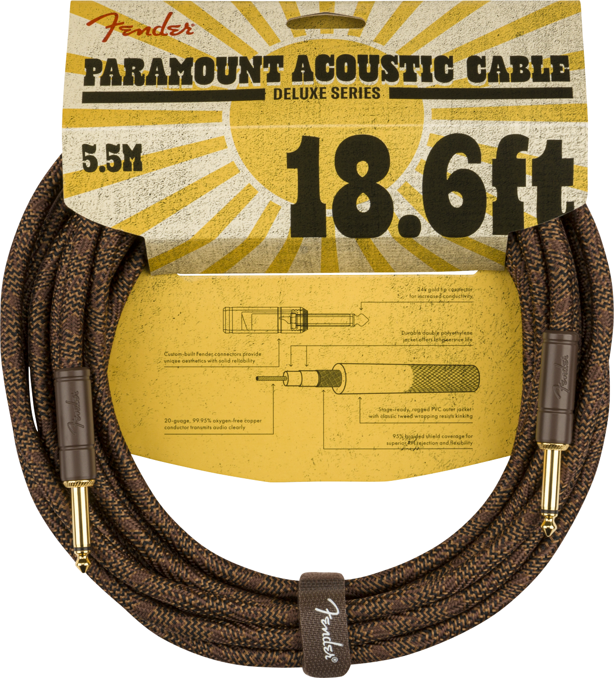 Galerijní obrázek č.1 1-4m FENDER Paramount Acoustic Instrument Cable, Brown, 5,5m