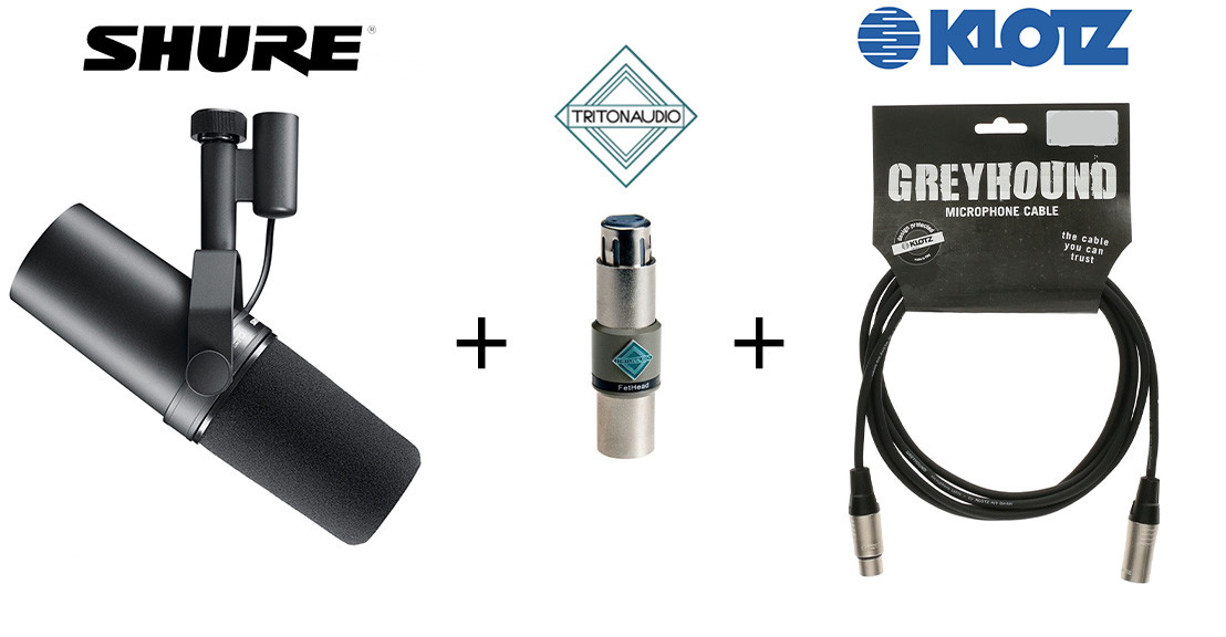Hlavní obrázek Mikrofony pro rozhlasové vysílání Shure SM7B + FetHead + Klotz SET