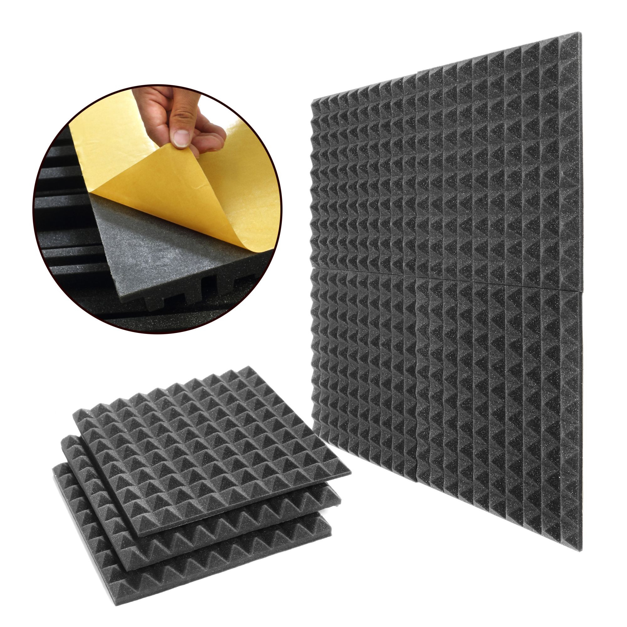 Galerijní obrázek č.6 Absorpční panely VELES-X Acoustic Pyramids Self-adhesive 300x300x30 MVSS 302 – SE/NBR