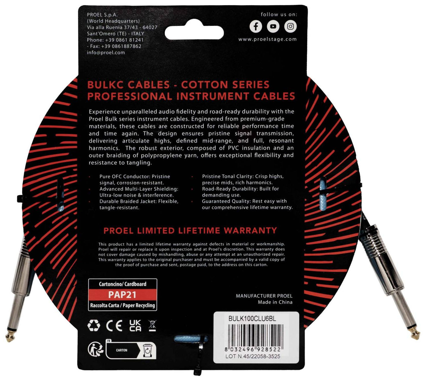 Galerijní obrázek č.1 5-8m PROEL BULK100CLU6BL