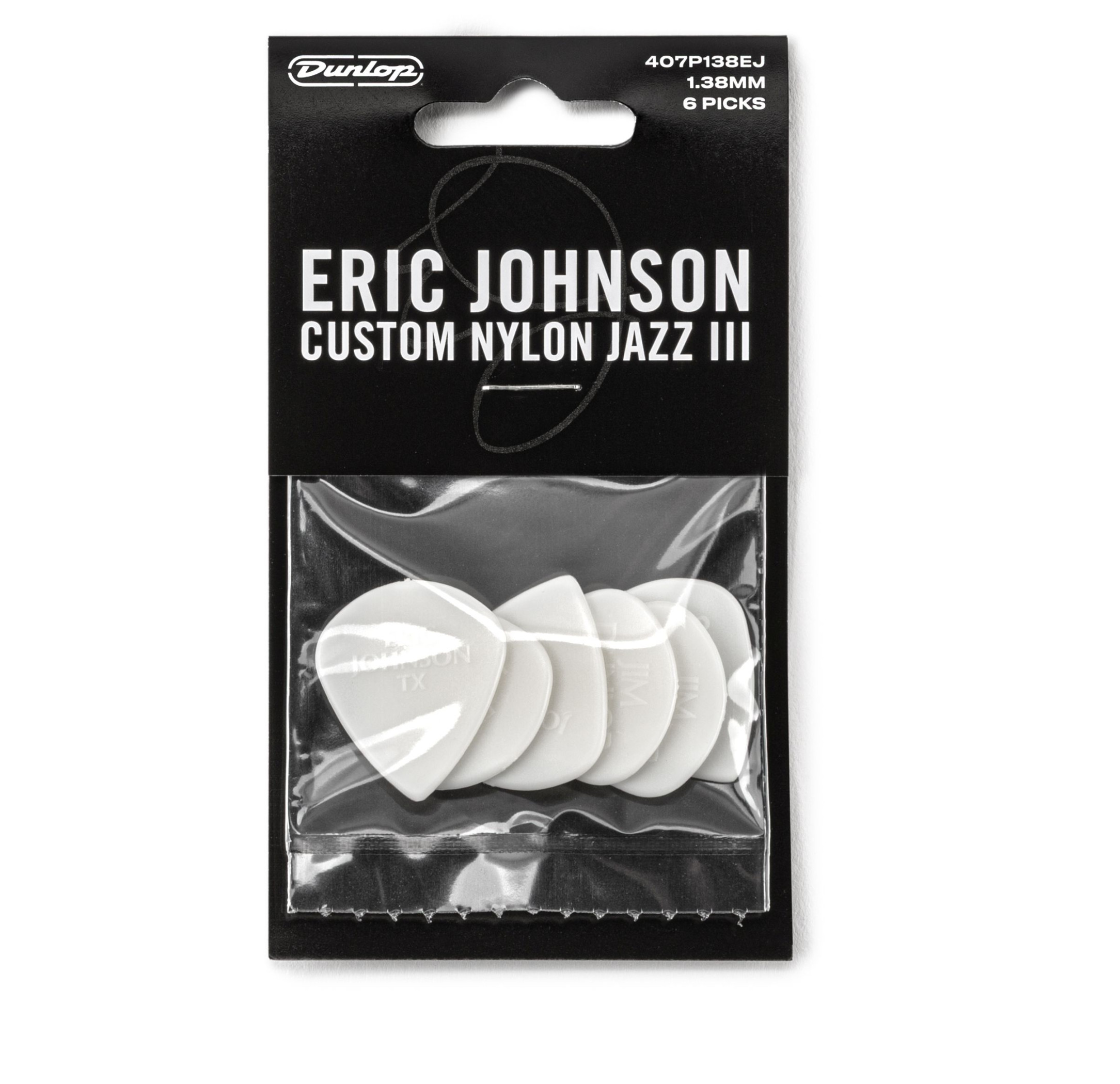 Galerijní obrázek č.3 Tvrdost do 2.0 DUNLOP Eric Johnson Custom Nylon Jazz III Pick 1.38mm 6 ks