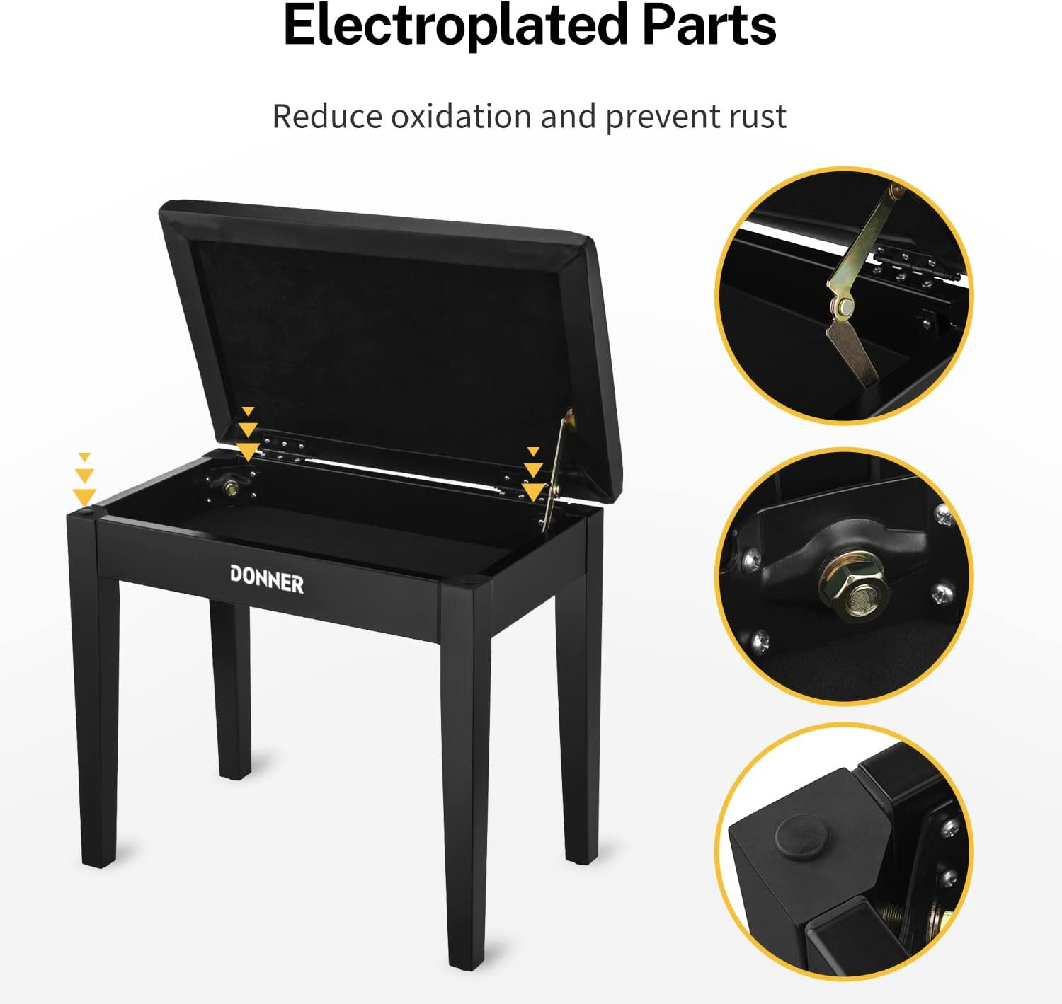 Galerijní obrázek č.2 Stoličky a sedáky DONNER Piano Bench With Storage - Black