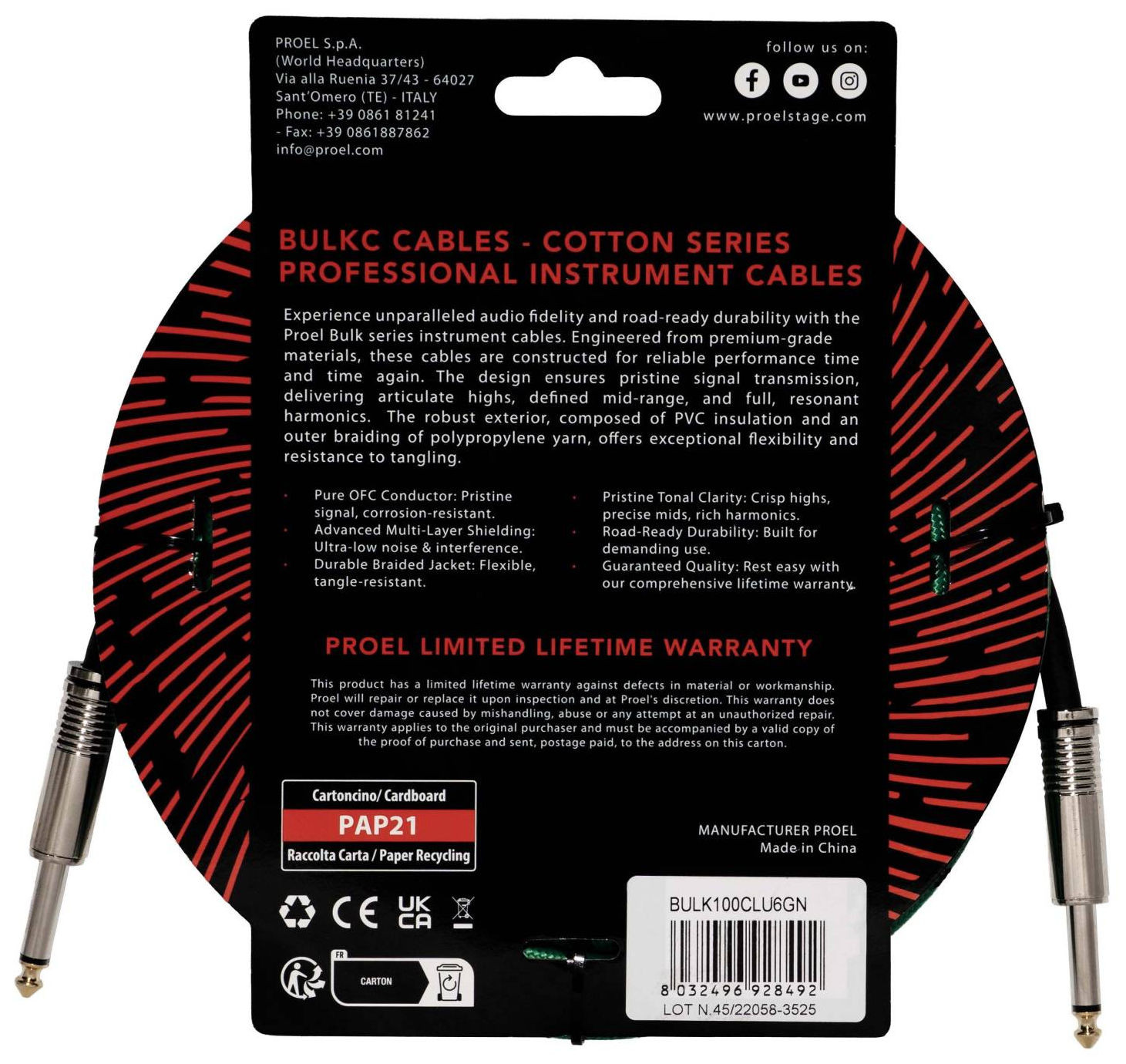 Galerijní obrázek č.1 5-8m PROEL BULK100CLU6GN