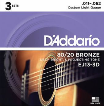Hlavní obrázek Tvrdost .011 D'ADDARIO EJ13-3D Bronze Custom Light 11-52