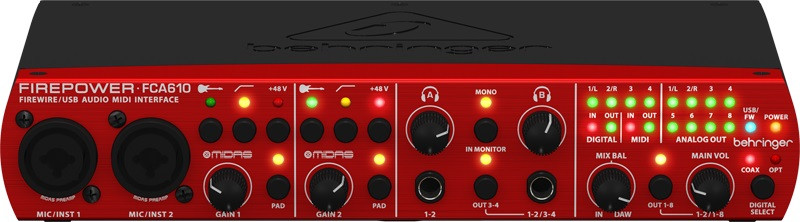 Hlavní obrázek FireWire zvukové karty BEHRINGER FIREPOWER FCA610