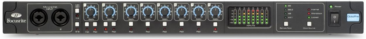 Galerijní obrázek č.2 Mikrofonní a linkové předzesilovače FOCUSRITE OctoPre Mk2