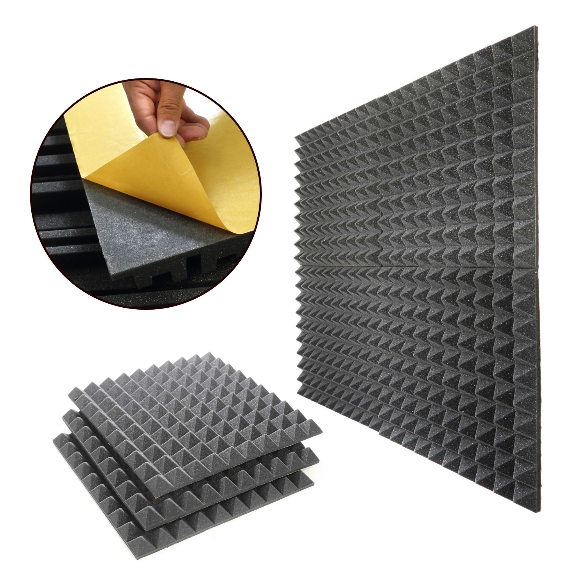 Galerijní obrázek č.5 Absorpční panely VELES-X Acoustic Pyramids Self-adhesive 500x500x50 MVSS 302 – SE/NBR