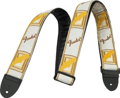 Galerijní obrázek č.1 Nylonové/textilní FENDER Jackquard Monogrammed Strap White / Brown Yellow