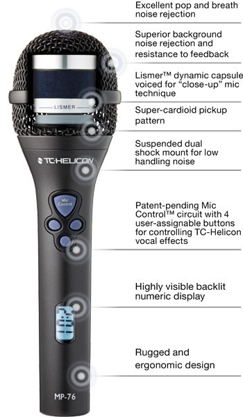 Galerijní obrázek č.5 Dynamické pódiové vokální mikrofony TC HELICON MP-76