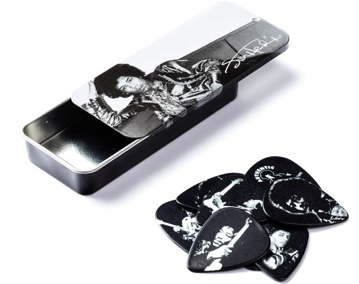 Hlavní obrázek Tvrdost do 2.0 DUNLOP JHPT05H Jimi Hendrix Silver Portrait Pick Tin