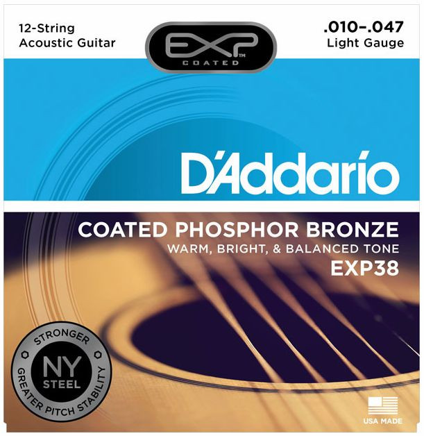 Hlavní obrázek Ostatní struny pro akustickou kytaru D'ADDARIO EXP38 Phosphor Bronze Light 12 - .010 - .047