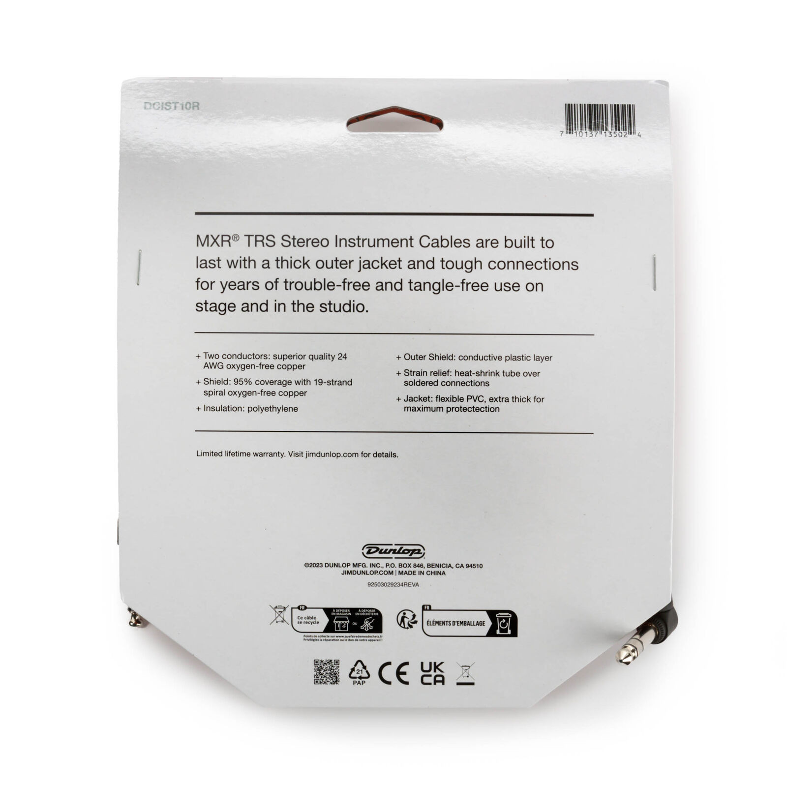 Galerijní obrázek č.3 J6,3 TRS - J6,3 TRS DUNLOP MXR TRS Stereo Instrument Cable  - 3 m