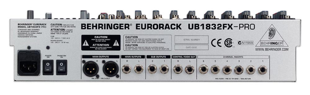 Galerijní obrázek č.2 Mixážní pulty s efektem BEHRINGER EURORACK UB1832FX-PRO